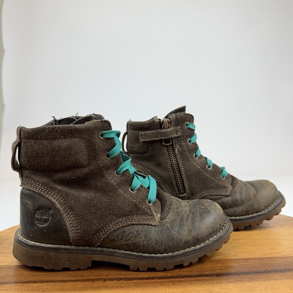 Little Kids Girls Timberland Brown Leather Casual Outdoor Combat Boots Size 12 C - Picture 1 of 11
